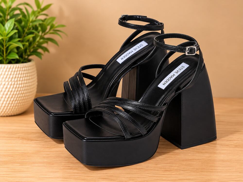 NWT Steve Madden Women's Jaylene Heeled Sandals Black Size 7 M